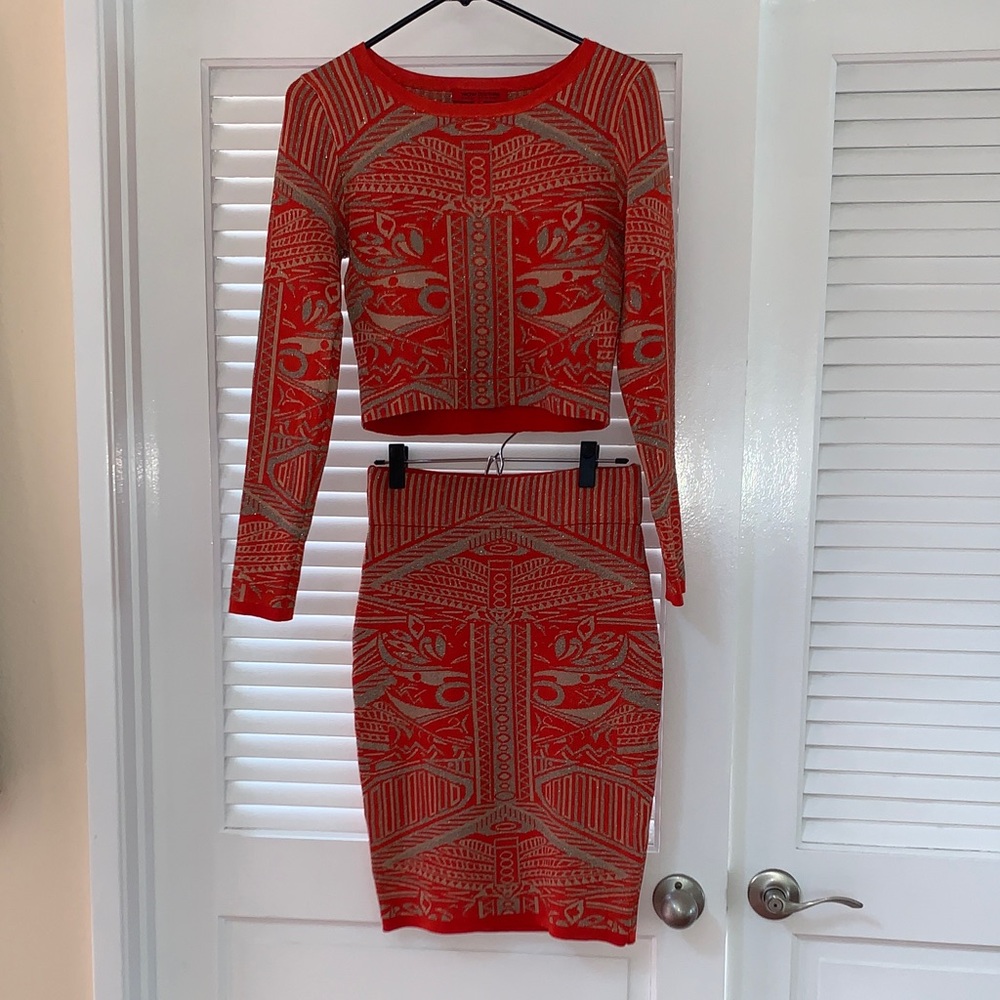 Shimmery bandage top + skirt set like new